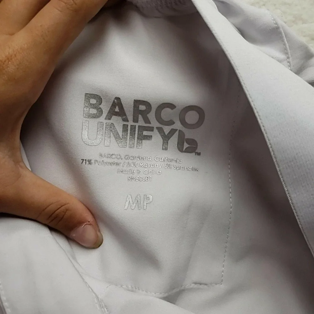 Barco Unify Cargo Pants Mens 33x26 White Stretch Scrub Elastic Waist Pockets